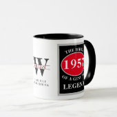 Verjaardag Monogram Jaar toevoegen en Naam Zwart R Mok (Voorkant rechts)