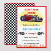 Verjaardag Monster Rode Race Auto Kaart (Voorkant / Achterkant)