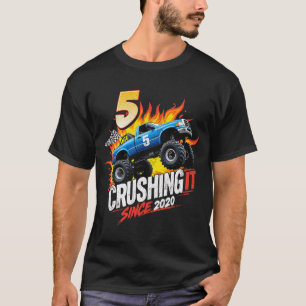 Verjaardag Monster Truck 5 jaar oude jongens 5e pa T-shirt