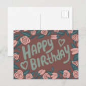 VERJAARDAG Mooie Roze Roos Frame Aangepast  Briefkaart (Voorkant / Achterkant)