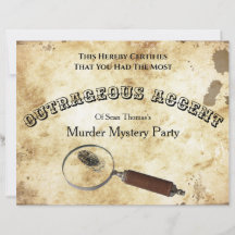 Verjaardag Moord Mysterie Certificaat