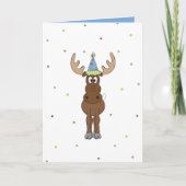 Verjaardag Moose Whimsical blauw Kaart (Voorkant)
