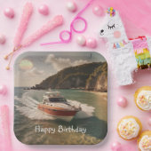 Verjaardag motorboot papieren bordje (Feest)