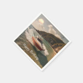 Verjaardag motorboot servet (Hoek)