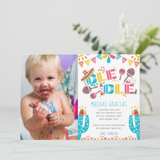 Verjaardag Muchas Gracias Fiesta Bedankt Card (Staand voorkant)