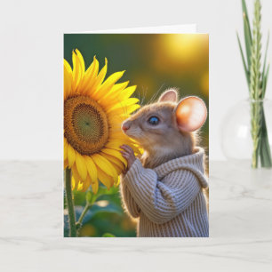 Verjaardag Muis Ruiken Een Zonnebloem Kaart