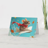 Verjaardag Muis Vliegend een papieren Vliegtuig Kaart (Voorkant)