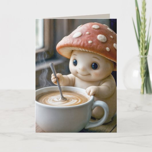 Verjaardag Mushroom Munchkin Roeren Morning Coffee Kaart (Voorkant)