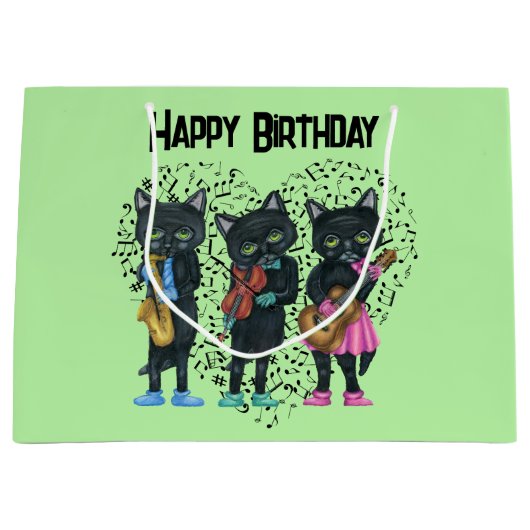 Verjaardag Musical Zwart Katten Instrument Hart Gr Groot Cadeauzakje (Voorkant)