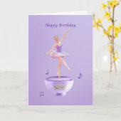 Verjaardag, Muziekdoos Ballerina Kaart (Gele Bloem)