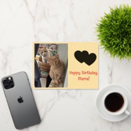 Verjaardag Naam Dag Kinderen Katten met Kattenhaar Folie Wenskaart