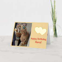 Verjaardag Naam Dag Kinderen Katten met Kattenhaar Folie Wenskaart