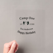 Verjaardag naam datum campingavontuur acryl uitnodigingen (Insitu (Draagbaar))