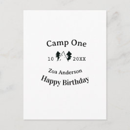 Verjaardag naam datum campingavontuur briefkaart