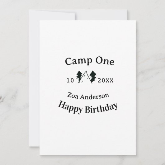 Verjaardag naam datum campingavontuur één kaart (Voorkant)