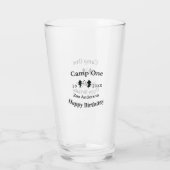 Verjaardag naam datum campingavontuur glas (Achterkant)