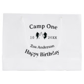 Verjaardag naam datum campingavontuur groot cadeauzakje (Achterkant)