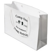 Verjaardag naam datum campingavontuur groot cadeauzakje (Achterkant Gekanteld)