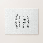 Verjaardag naam datum campingavontuur legpuzzel (Horizontaal)