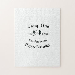Verjaardag naam datum campingavontuur legpuzzel