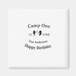 Verjaardag naam datum campingavontuur magneet
