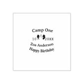 Verjaardag naam datum campingavontuur rubberstempel (Afrduk)