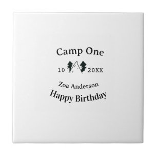 Verjaardag naam datum campingavontuur tegeltje