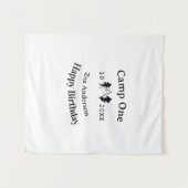 Verjaardag naam datum campingavontuur wandkleed (Voorkant (horizontaal))