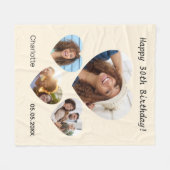 Verjaardag naam foto hart collage crème fleece deken (Voorkant (Horizontaal))