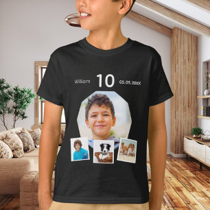 Verjaardag naam leeftijd foto collage jongen zwart t-shirt