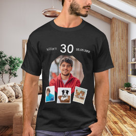 Verjaardag naam leeftijd foto collage man zwart t-shirt