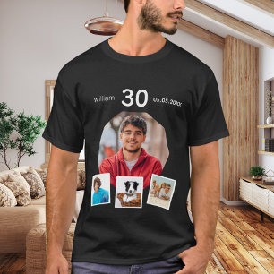 Verjaardag naam leeftijd foto collage man zwart t-shirt