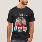 Verjaardag naam leeftijd foto collage man zwart t-shirt (Voorkant)