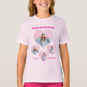 Verjaardag naam leeftijd foto hart collage meisje  t-shirt (Voorkant)