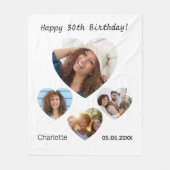 Verjaardag naam leeftijd foto hart collage vrouw fleece deken (Voorkant)