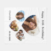 Verjaardag naam leeftijd foto hart collage vrouw fleece deken (Voorkant (Horizontaal))