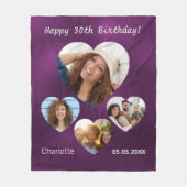 Verjaardag naam leeftijd foto hart collage vrouw p fleece deken (Voorkant)