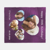 Verjaardag naam leeftijd foto hart collage vrouw p fleece deken (Voorkant (Horizontaal))