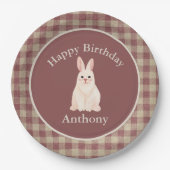 Verjaardag naam Waterverf Bunny Rabbit Papieren Bordje (Voorkant)