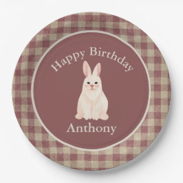 Verjaardag naam Waterverf Bunny Rabbit Papieren Bordje