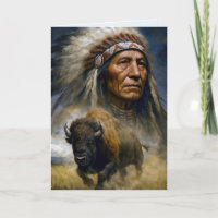 Verjaardag Native American Leider met Bizon