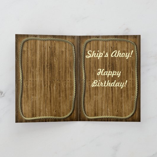 Verjaardag nautisch anker kaart (Binnen)