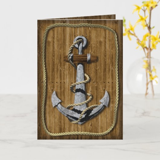 Verjaardag nautisch anker kaart (Gele Bloem)