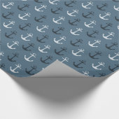 Verjaardag nautische ankers strand cadeaupapier (Hoek)