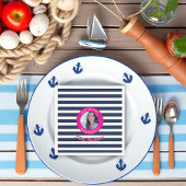 Verjaardag nautische foto servetten roze