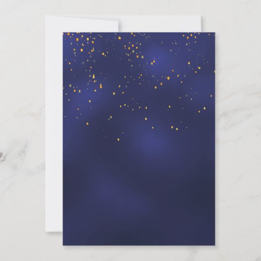 Verjaardag navy blauw goud confetti luxe kaart (Achterkant)