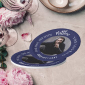 Verjaardag navy blauw wit foto man myth legende papieren bordje