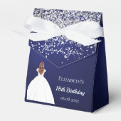 Verjaardag navy blauw wit jurk party bedankdoosjes (Voorkant Zijde)