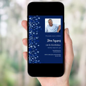 Verjaardag navy blue foto confetti kaart