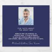 Verjaardag navy blue foto leuke weetjes bio mannen bier etiket (Enkel label)